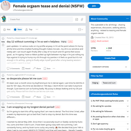 Female Orgasm Denial – A Unique NSFW Subreddit for Denial Enthusiasts