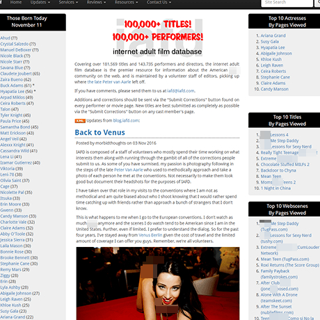 IAFD – The Ultimate Pornstar Database & Adult Film Archive