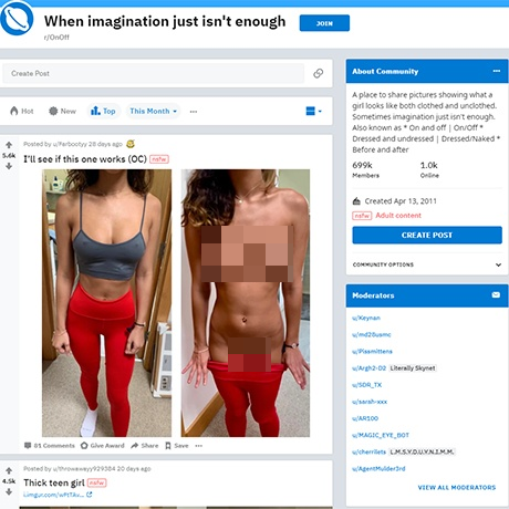 OnOff – Reddit Subreddit for Dressed vs. Undressed Photos