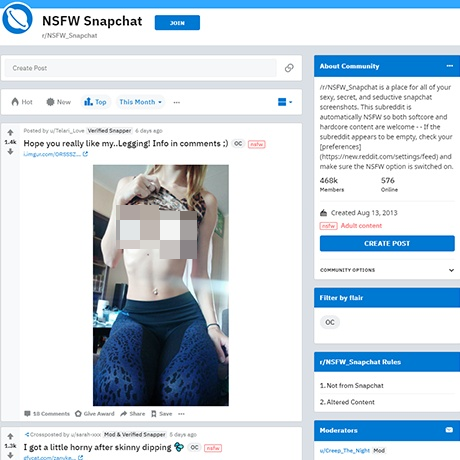 NSFW Snapchat – Active Reddit Community for Snapchat Nudes