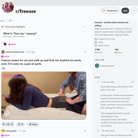 Reddit FreeUse – Explore r/FreeUse and Similar NSFW Subreddits