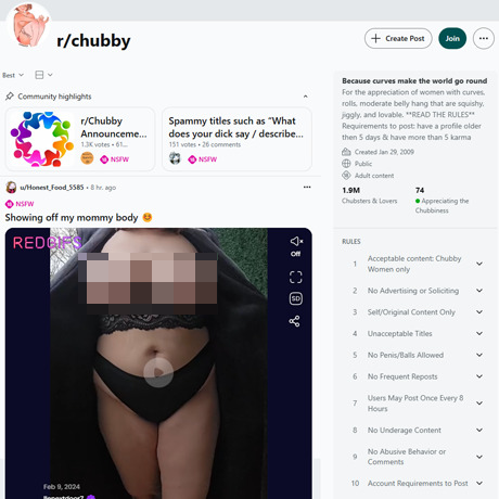 Reddit Chubby – Amateur BBW Subreddit with Over 310K Members