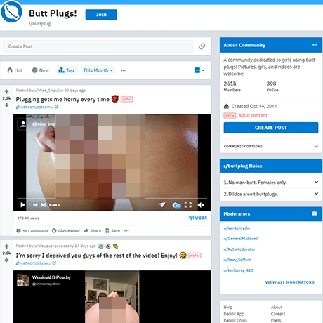 ButtPlug – Reddit Subreddit for Amateur Butt Plug Content