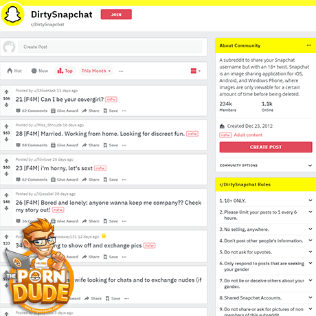Dirty Snapchat – Join the Reddit NSFW Sexting Community