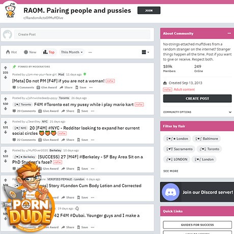 RandomActsOfMuffDive – Subreddit for Muff Diving Hookups