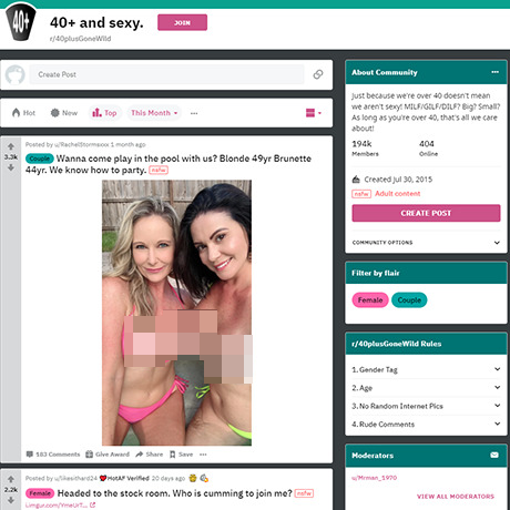 40plusGoneWild – Over 40 NSFW Subreddit for Mature Women