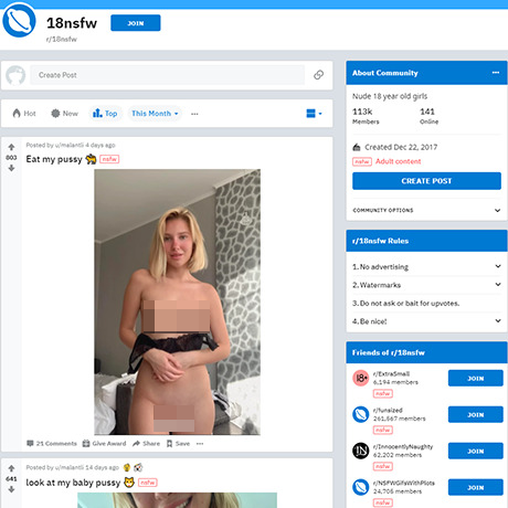18NSFW – Fresh Amateur NSFW Content from Young Reddit Girls