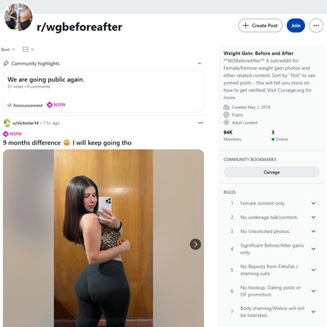 Reddit r/WGBeforeAfter – Weight Gain Before & After Pics