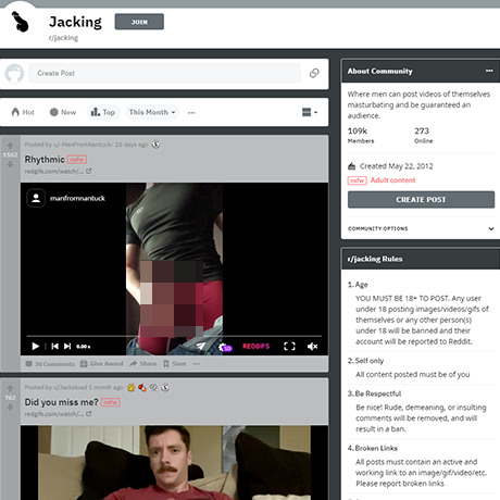 Jacking – Watch Men Masturbate in This Popular Reddit Community