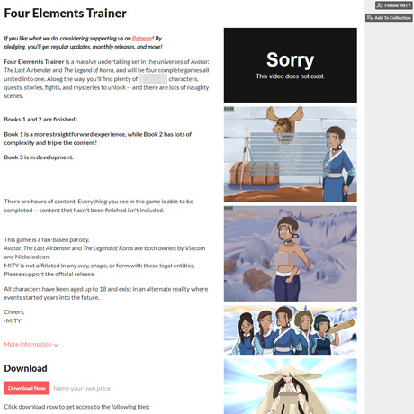 Four Elements Trainer – Avatar and Korra Adult Hentai Game