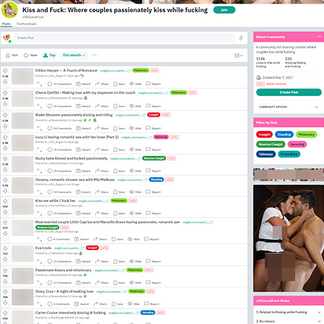 KissAndFuck – Sensual Kissing and Fucking Reddit Community